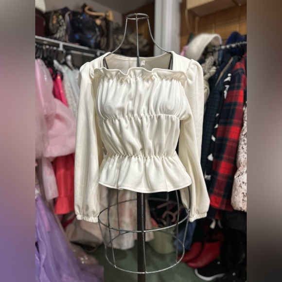 Tops - Thrifted, White Blouse, small✨